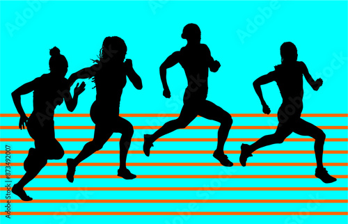 atletas, siluetas, salto, pertiga, deporte, vectores, ilustracion, corriendo, carrera, deporte