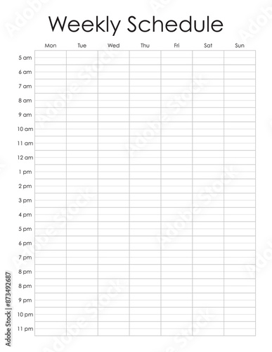 Weekly Schedule Planner printable, simple