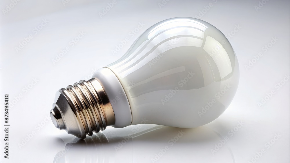 A light bulb is sitting on a white surface A light bulb is sitting on a white surface