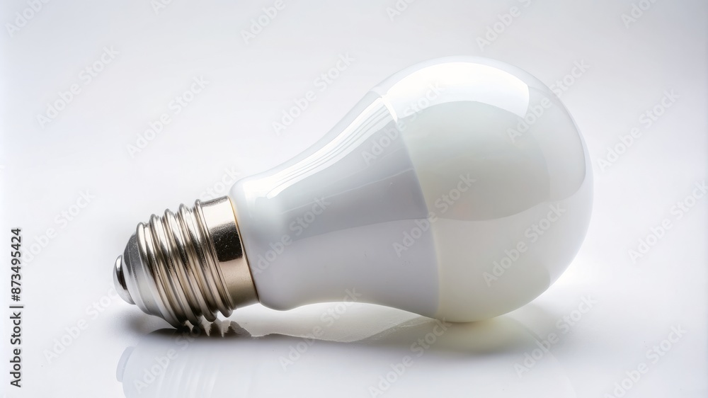 A light bulb is sitting on a white surface A light bulb is sitting on a white surface