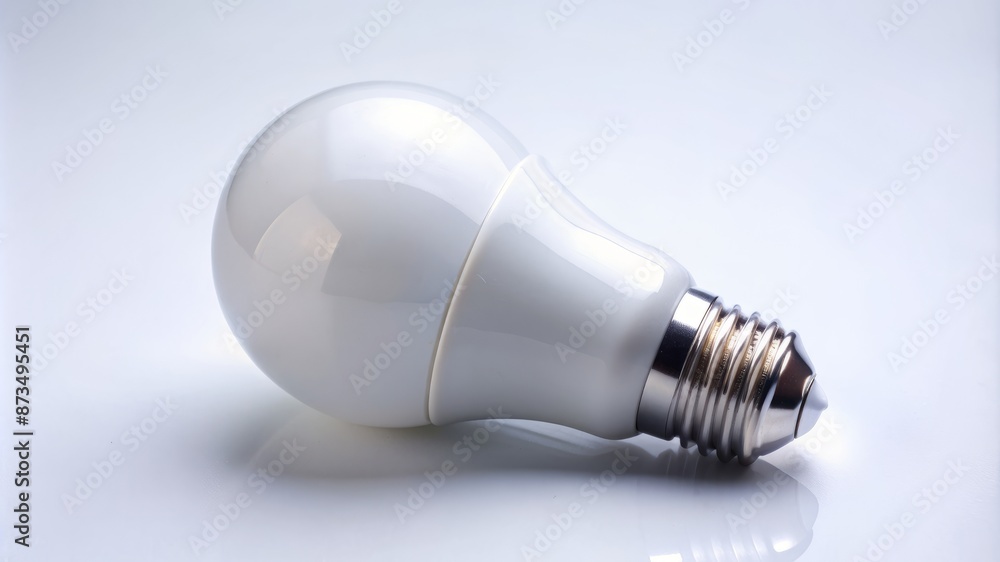 A light bulb is sitting on a white surface A light bulb is sitting on a white surface