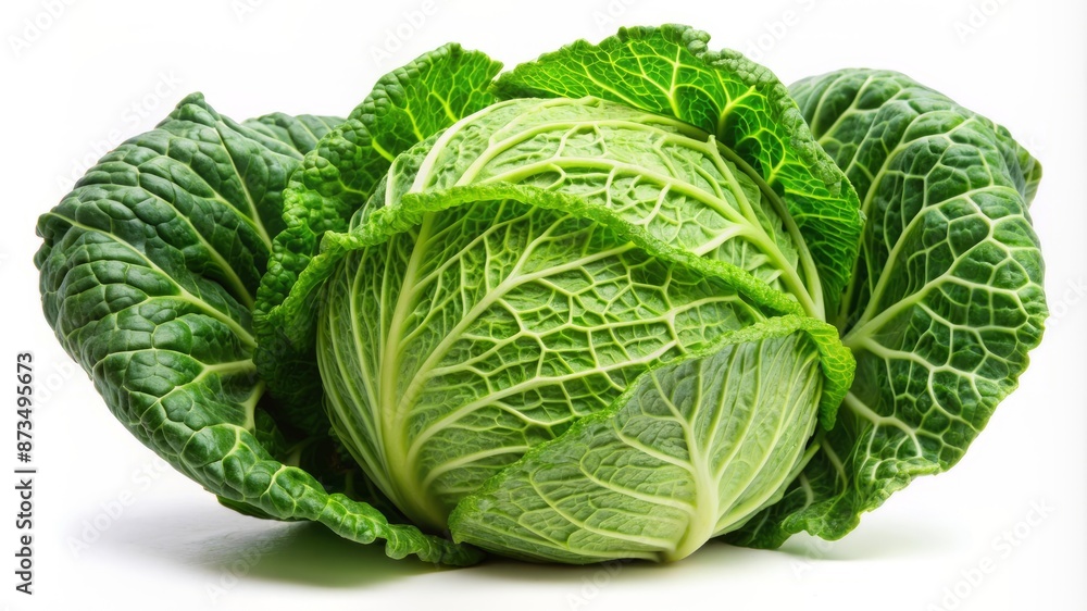 A large green cabbage with many leaves A large green cabbage with many leaves