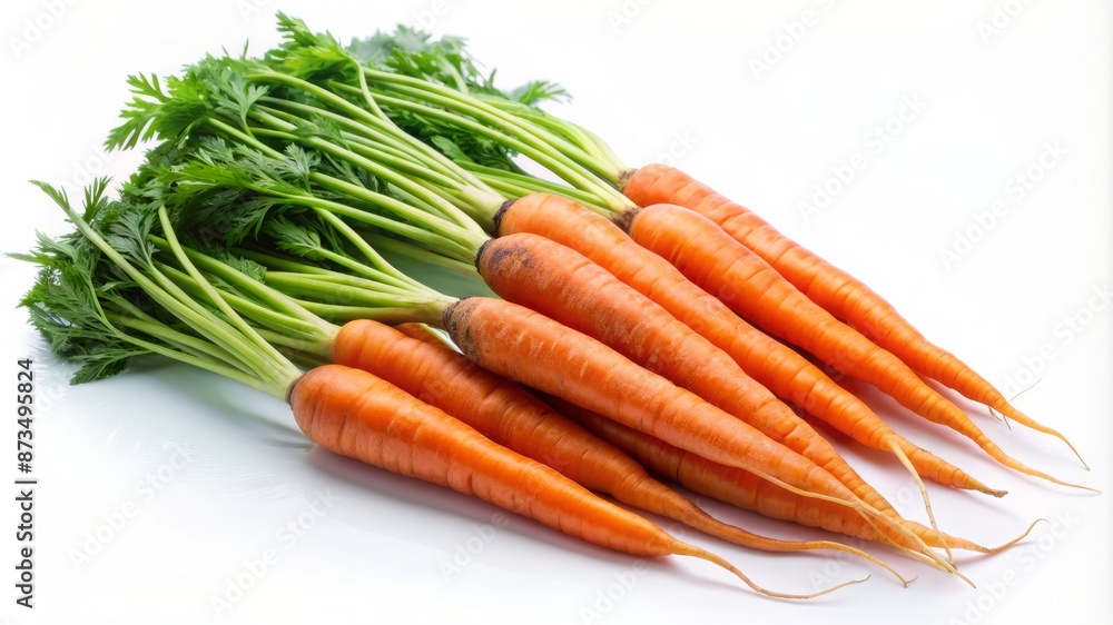 A bunch of carrots with green leaves on top A bunch of carrots with green leaves on top