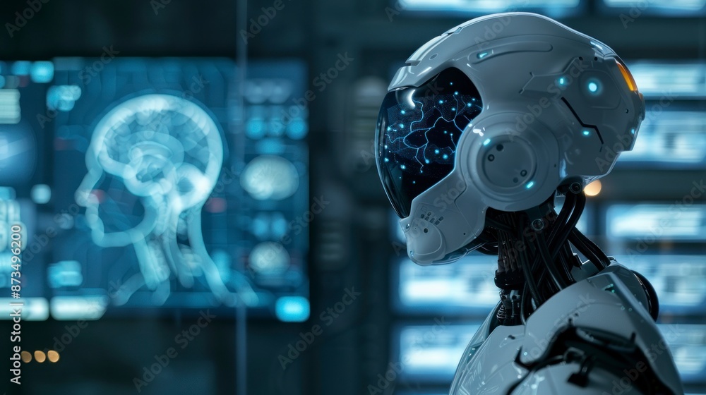 robot with human brain in a laboratory robot with human brain in a laboratory
