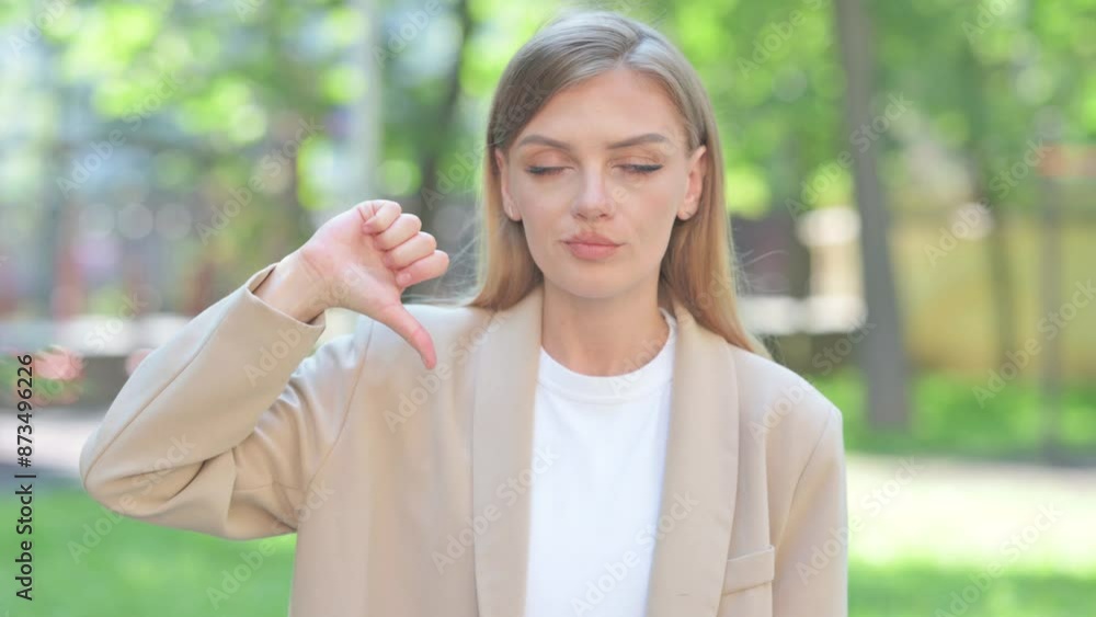 Portrait of Businesswoman with Thumbs Down Outdoor Portrait of Businesswoman with Thumbs Down Outdoor