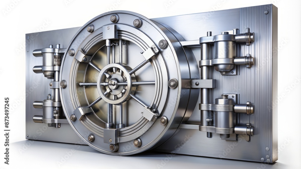A large silver safe with a gold rim A large silver safe with a gold rim