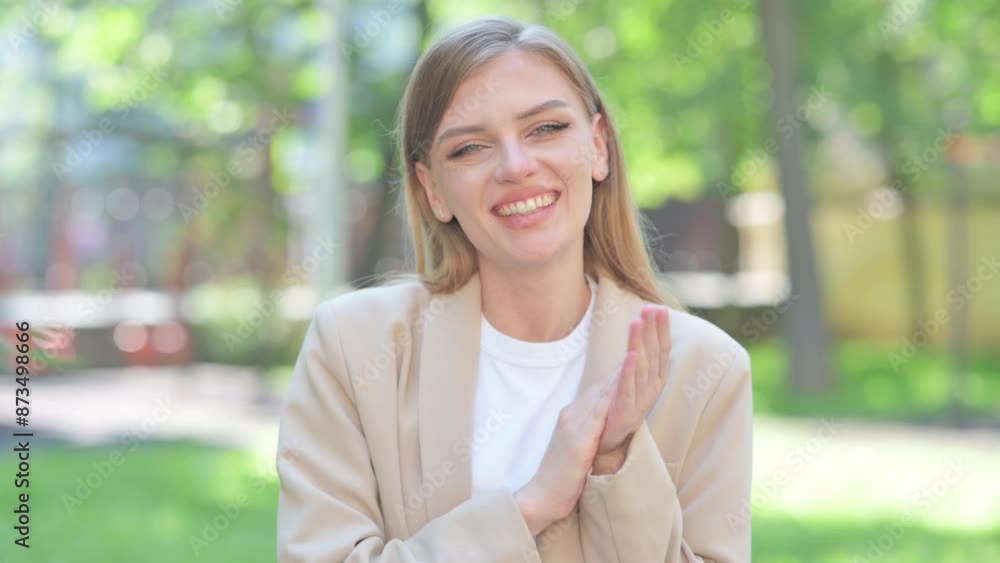 Portrait of Businesswoman Clapping for Team Outdoor Portrait of Businesswoman Clapping for Team Outdoor