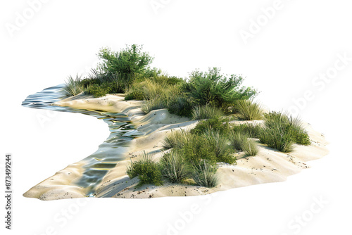 Lush Oasis Formed by River in the Desert
