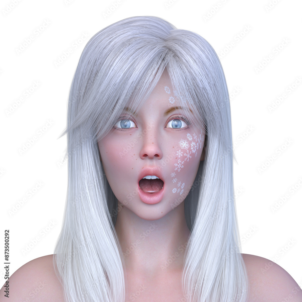 女性の顔アップ　3DCGレンダリング