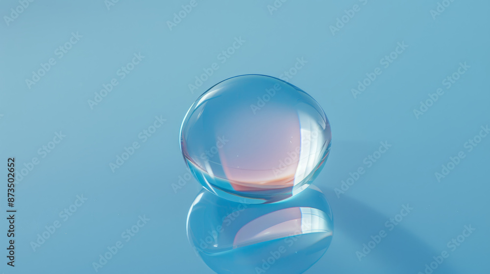 Crystal ball reflection on blue background. A clear glass sphere reflects the blue background, creating a beautiful abstract image. Crystal ball reflection on blue background. A clear glass sphere reflects the blue background, creating a beautiful abstract image.