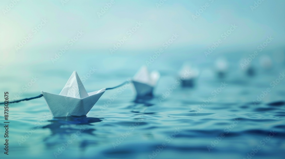 Paper boats floating on blue water. A serene image of paper boats sailing on a tranquil blue sea, symbolizing hope, dreams, and a journey ahead. Paper boats floating on blue water. A serene image of paper boats sailing on a tranquil blue sea, symbolizing hope, dreams, and a journey ahead.