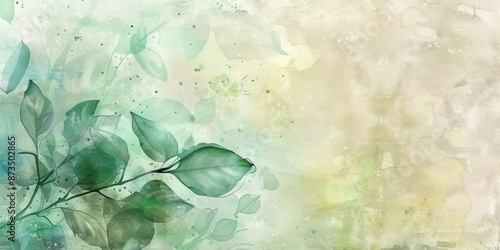 Abstract artistic background with leaves and watercolor effects