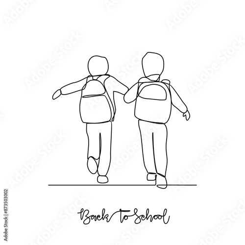One continuous line drawing of Back to school design vector illustration. Students activity after holiday in design illustration simple linear style vector concept. Suitable for your design asset.