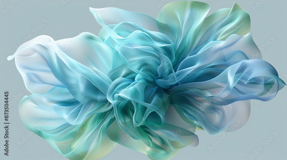 an ethereal blend of sky blue and mint green abstract blooming shape, isolated on a transparent background, generative ai an ethereal blend of sky blue and mint green abstract blooming shape, isolated on a transparent background, generative ai