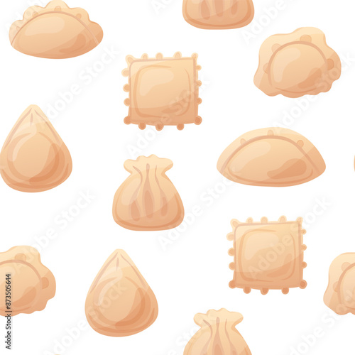 Seamless background with dumplings dishes