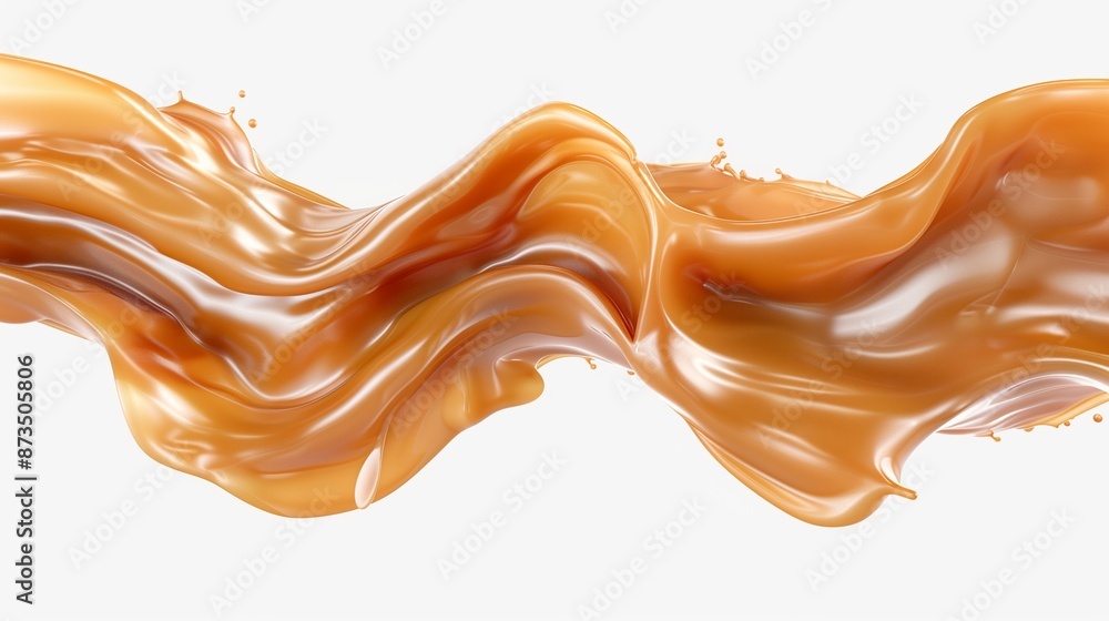 caramel colored cascading liquid streams abstract shape, 3d render style, isolated on a transparent background, generative ai caramel colored cascading liquid streams abstract shape, 3d render style, isolated on a transparent background, generative ai