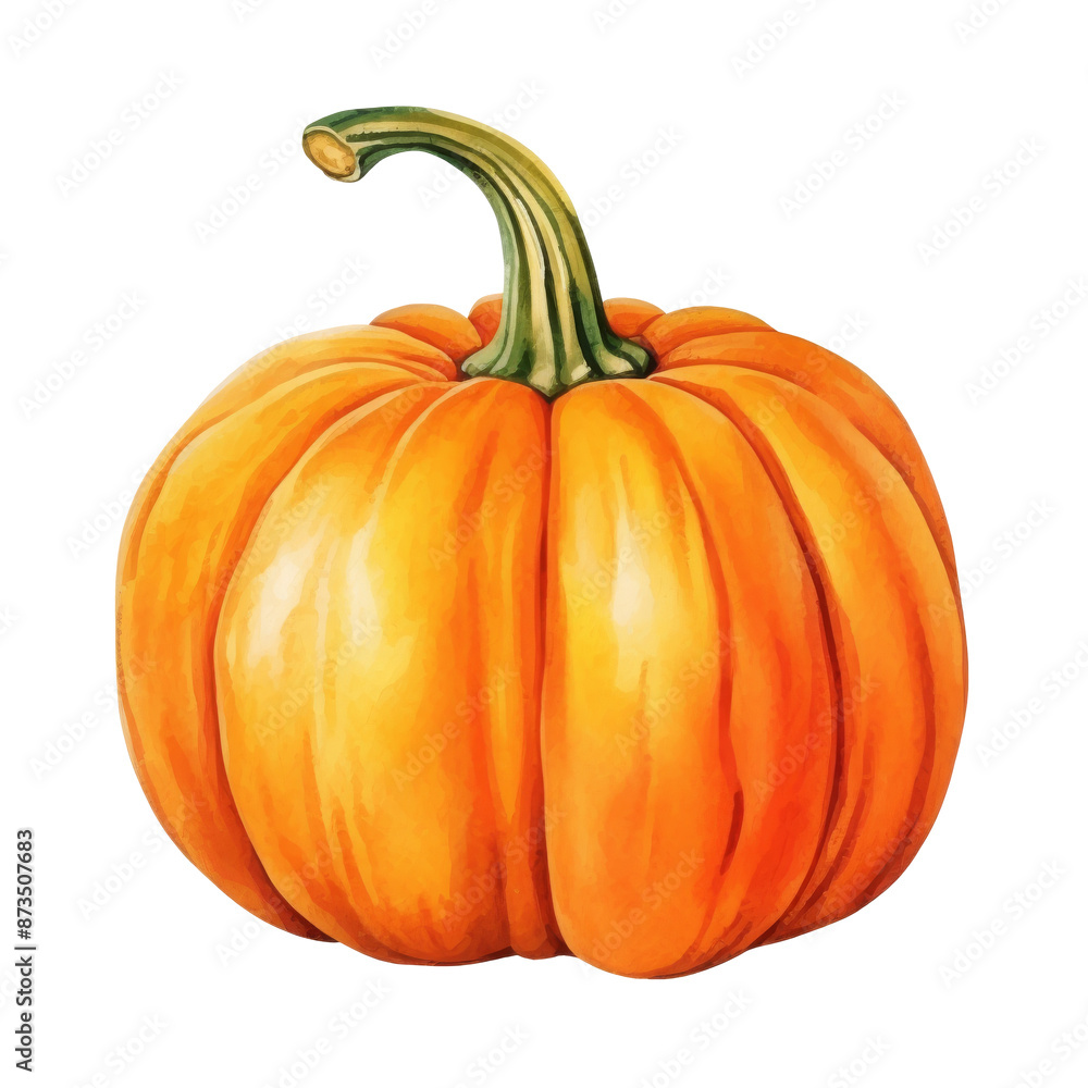 Fototapeta premium Large orange pumpkin, watercolor illustration, PNG image, cutout, isolated on transparent background