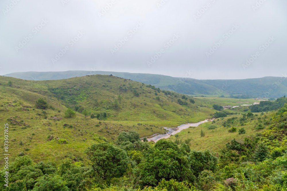 Fototapeta premium Landscape view of meghalaya in cherrapunji in India. The beautiful mountain of cherrapunji meghalaya state of India.