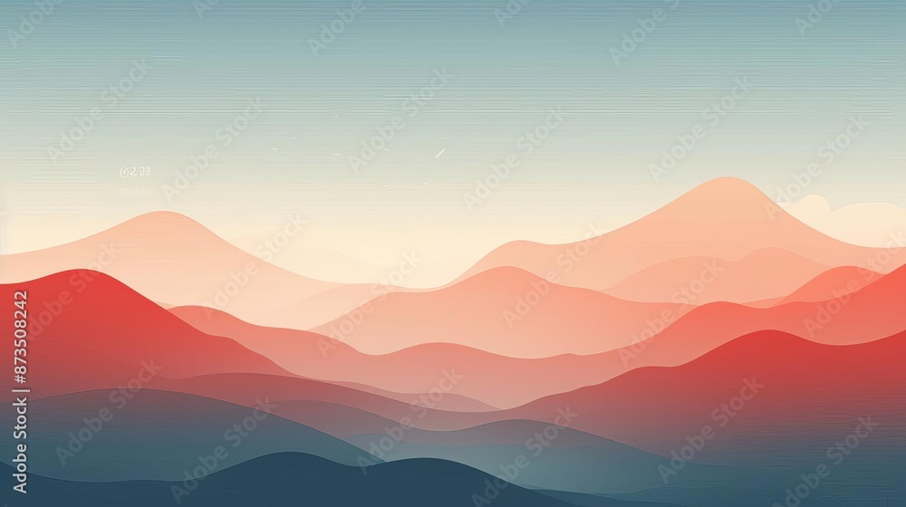 Fototapeta premium Serene Landscape with Soft Pastel Mountains and Sunset