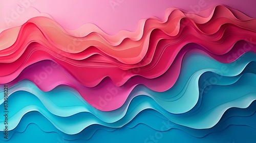 Colorful Abstract Waves with Pink, Blue, and Red Tones