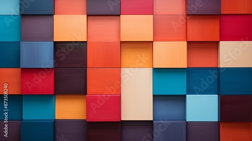 Abstract Art with Colorful Geometric Blocks