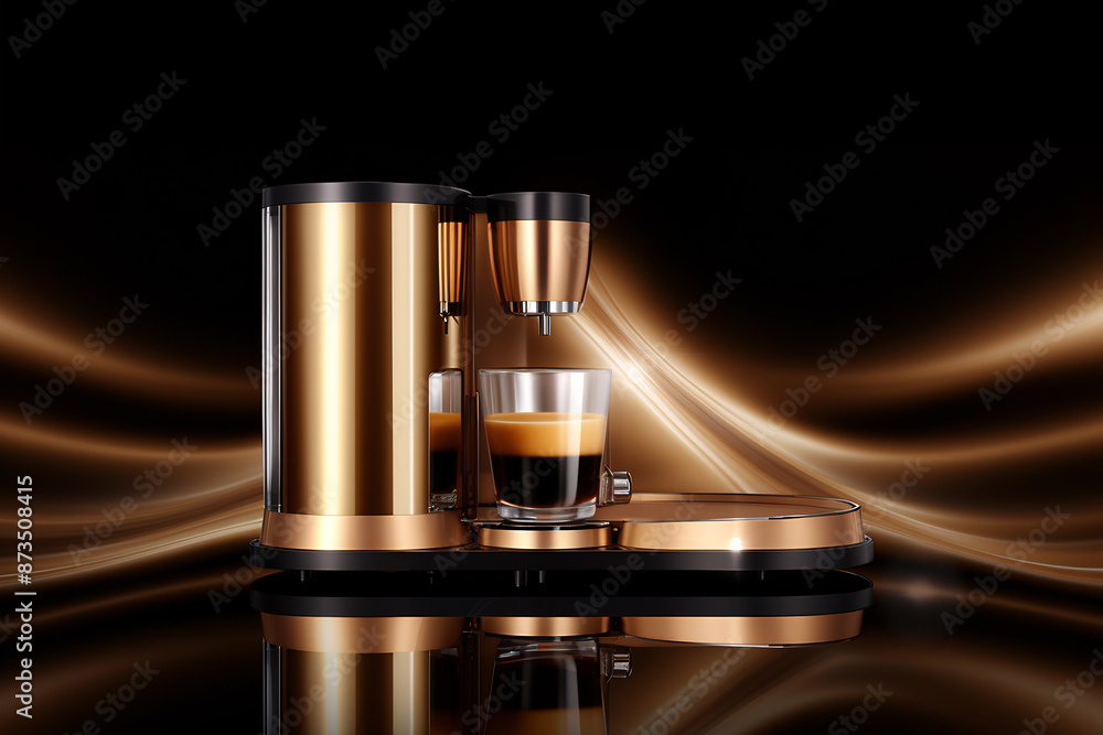 Home coffee machine concept on dark background Home coffee machine concept on dark background