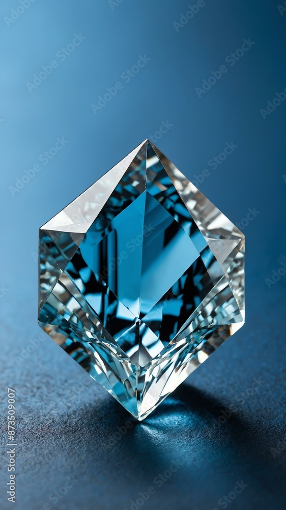 a single topaz crystal is featured on a pure blue back background a single topaz crystal is featured on a pure blue back background