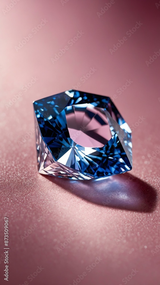 a single sapphire crystal is featured on a pure pink b background a single sapphire crystal is featured on a pure pink b background