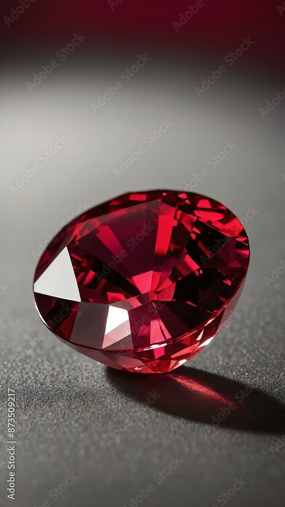a single ruby crystal is featured on a pure red backgr background a single ruby crystal is featured on a pure red backgr background