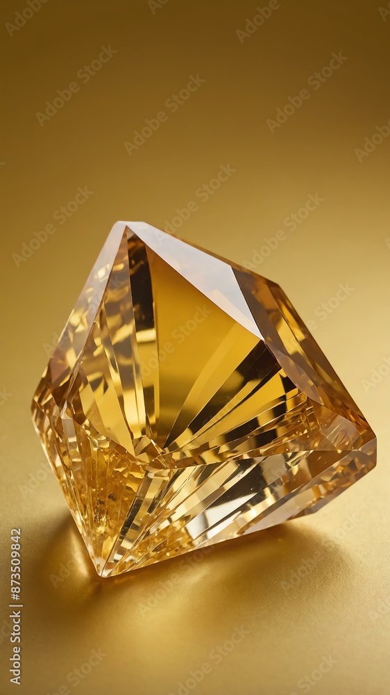 a single citrine crystal is featured on a pure yellow background a single citrine crystal is featured on a pure yellow background