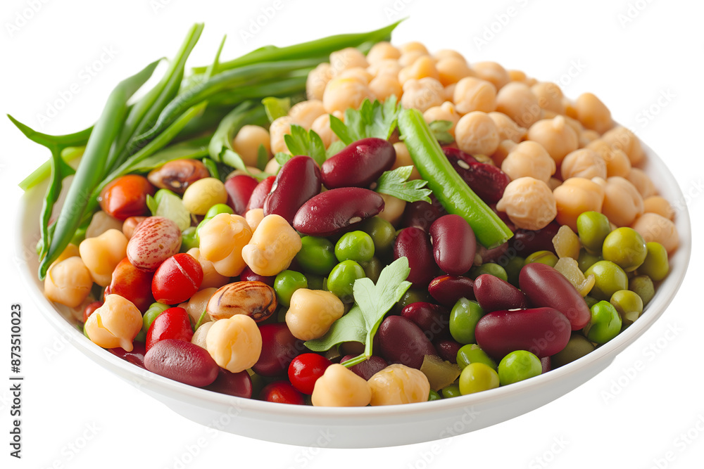 Bean Salad with Kidney Beans, Garbanzo Beans, and Green Beans | Isolated on Transparent & White Background | PNG File with Transparency Bean Salad with Kidney Beans, Garbanzo Beans, and Green Beans | Isolated on Transparent & White Background | PNG File with Transparency