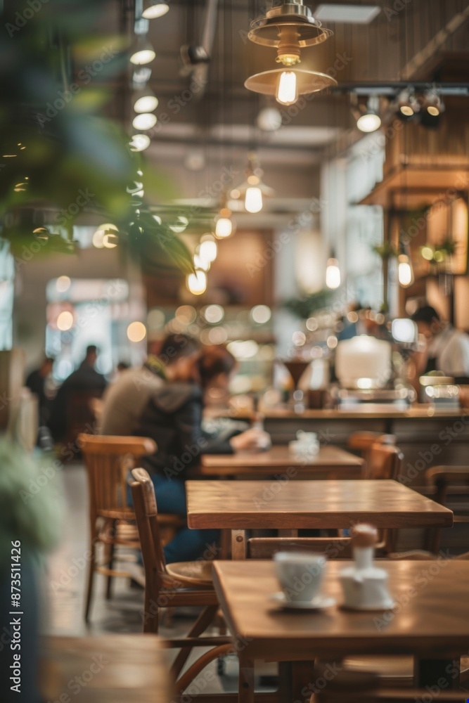 Cozy Modern Cafe with Relaxed Atmosphere and Wooden Furniture Cozy Modern Cafe with Relaxed Atmosphere and Wooden Furniture