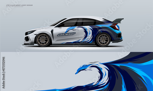 Blue ocean sporty Racing Car wrap livery design
