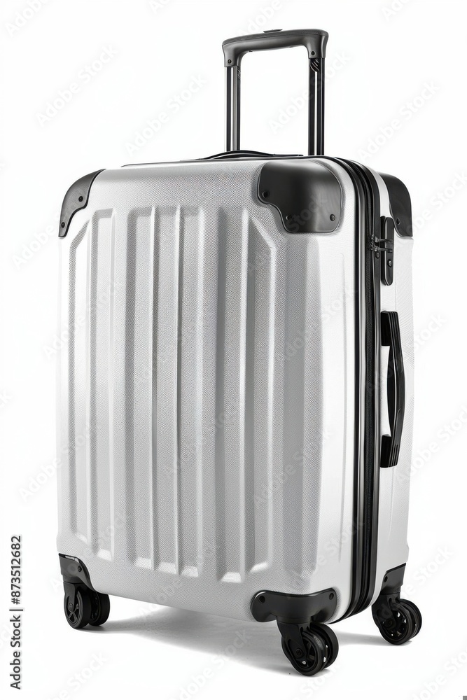Durable Silver Hard-Shell Suitcase with Wheels and Retractable Handle Durable Silver Hard-Shell Suitcase with Wheels and Retractable Handle