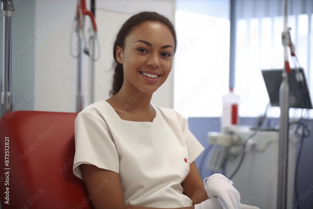 Blood donor at donation. Also concept image for World blood donor day - June 14 Blood donor at donation. Also concept image for World blood donor day - June 14