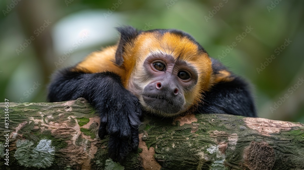 Fototapeta premium A Curious Golden-Headed Lion Tamarin