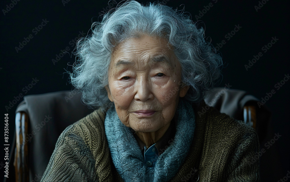 A senior citizen with silver hair and a gentle expression looks directly at the camera A senior citizen with silver hair and a gentle expression looks directly at the camera