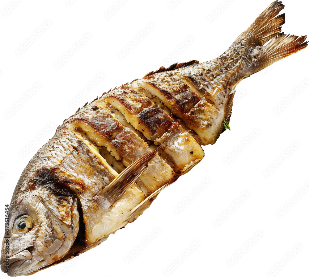 Sizzling Delight: A Cartoon Grilled Fish Sizzling Delight: A Cartoon Grilled Fish