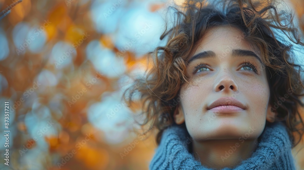 Woman Looking Up In Autumn Woman Looking Up In Autumn