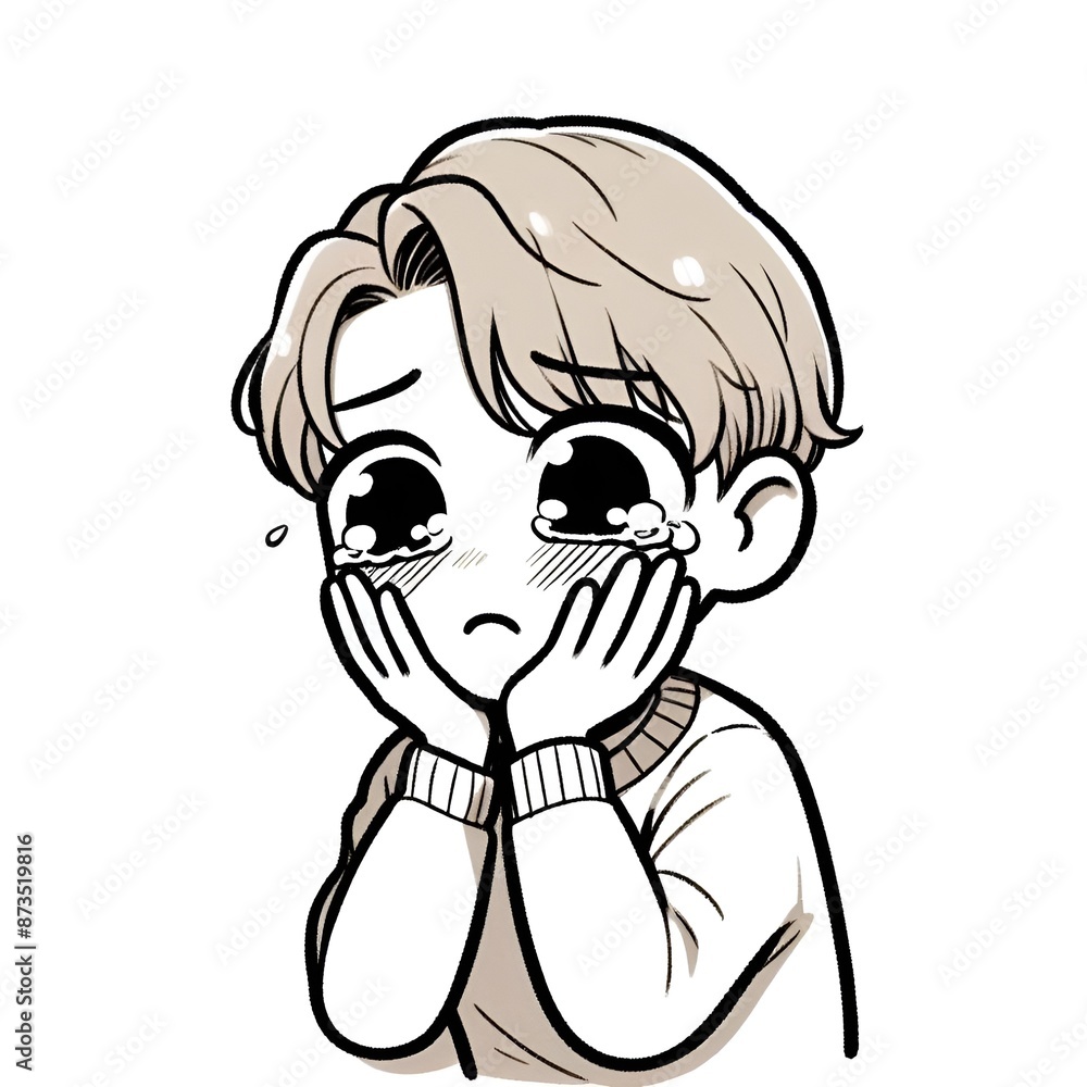a beautiful boy character with tears in his eyes a beautiful boy character with tears in his eyes