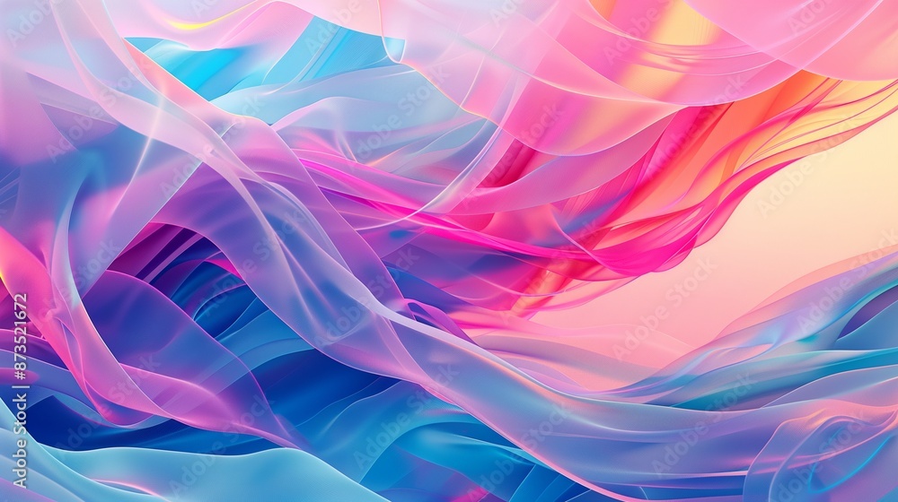 Generative AI illustration of colorful abstract background with pink and blue multicolored wavy surfaces Generative AI illustration of colorful abstract background with pink and blue multicolored wavy surfaces