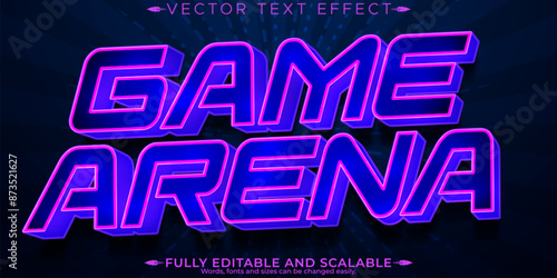 Game Arena text effect, editable gaming and arena customizable font style