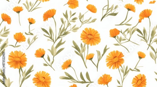 Wallpaper Mural The yellow pattern of Calendula flowers illuminates every corner with warm beauty, creating a backdrop full of happiness and vibrancy. Torontodigital.ca