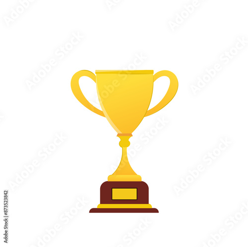 Golden trophy on white background