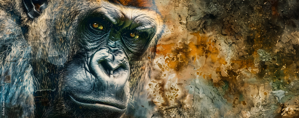Powerful Primate Portrait Majestic Gorilla Gazing Intently with Contemplative Expression Capturing the Strength Intelligence and Intricate Textures of this Endangered Great Ape Species Powerful Primate Portrait Majestic Gorilla Gazing Intently with Contemplative Expression Capturing the Strength Intelligence and Intricate Textures of this Endangered Great Ape Species