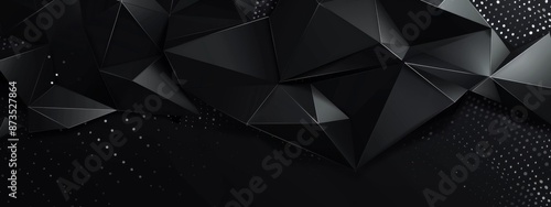 Sleek black background with triangles and dots for design, banner template