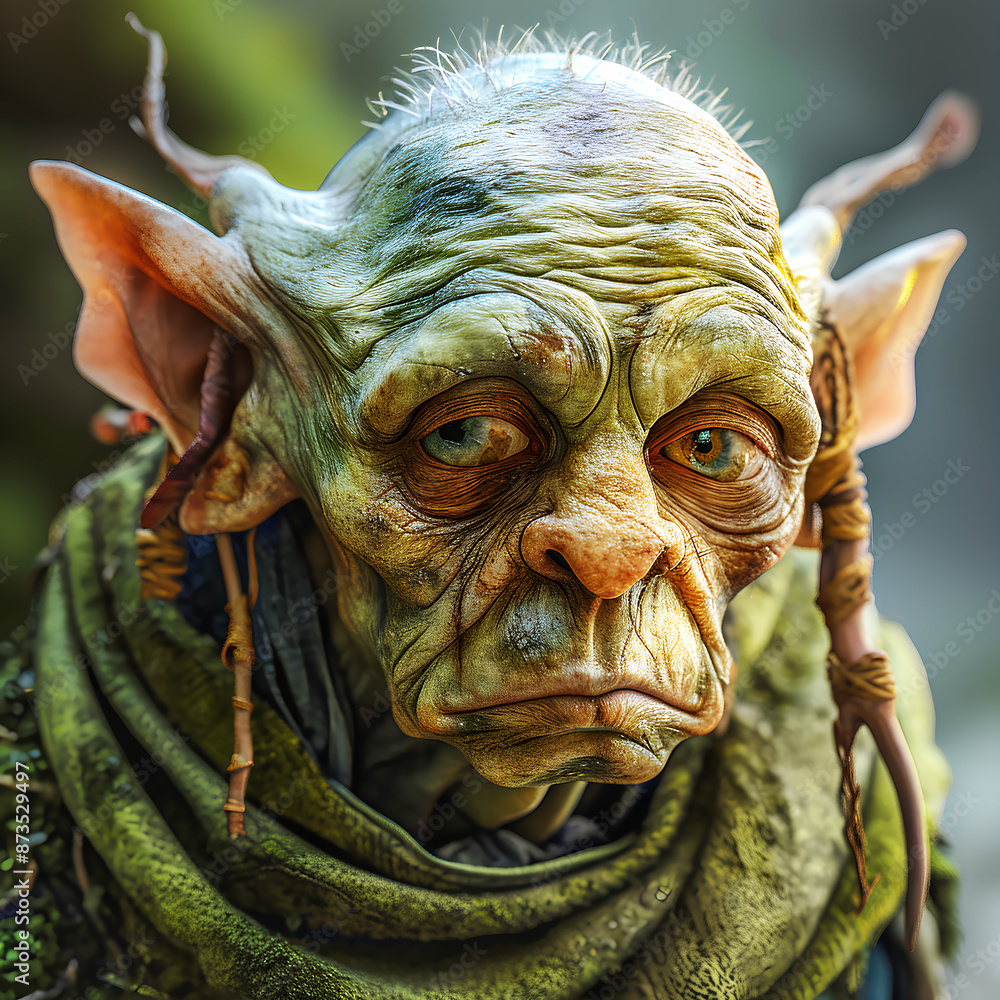 Portrait of fantasy goblin creature. Fairy tale character. Portrait of fantasy goblin creature. Fairy tale character.