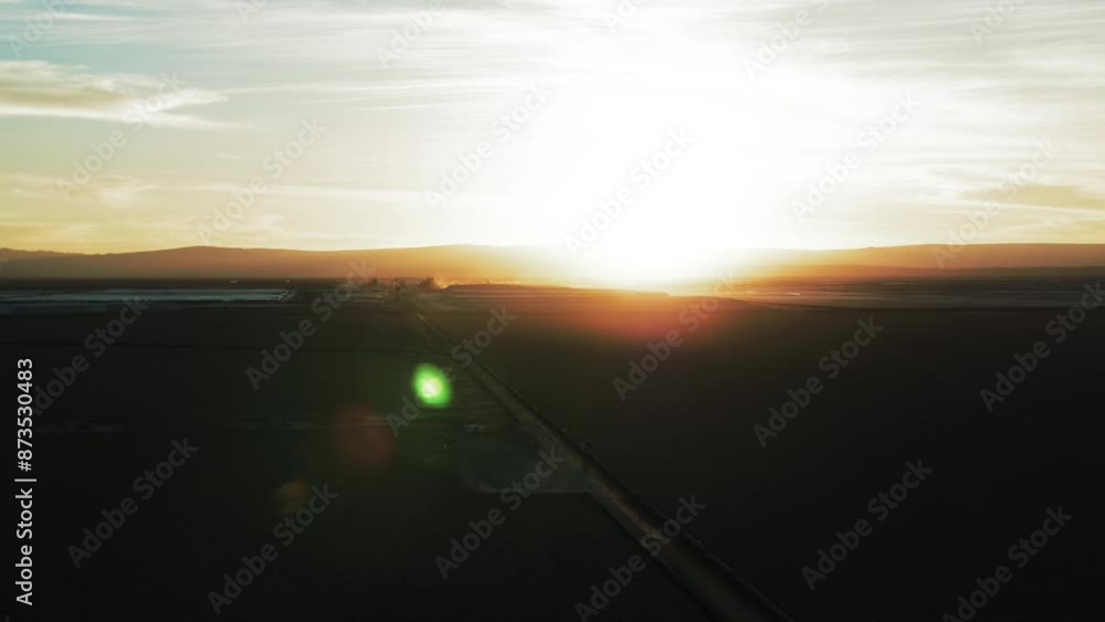 Aerial Panning Scenic View Of Tranquil Semi Arid Desert During Sunset - Atacama Desert, Chile Aerial Panning Scenic View Of Tranquil Semi Arid Desert During Sunset - Atacama Desert, Chile
