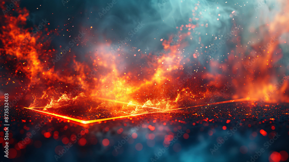 A modern photography image showcasing a vibrant fire geometric design ...