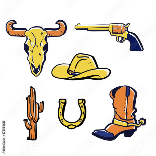 Cowboy Vector Illustration Set